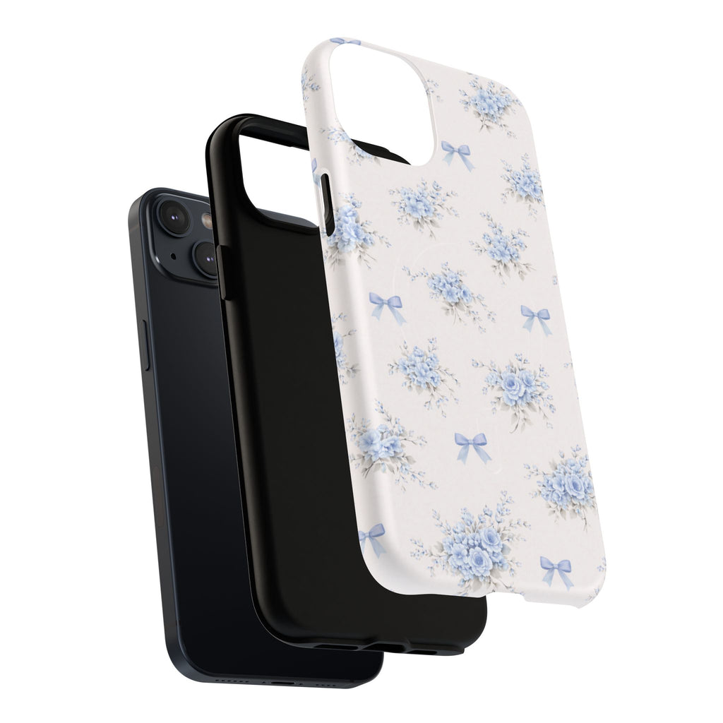 Blue Floral Bow iPhone Case – MagSafe Compatible