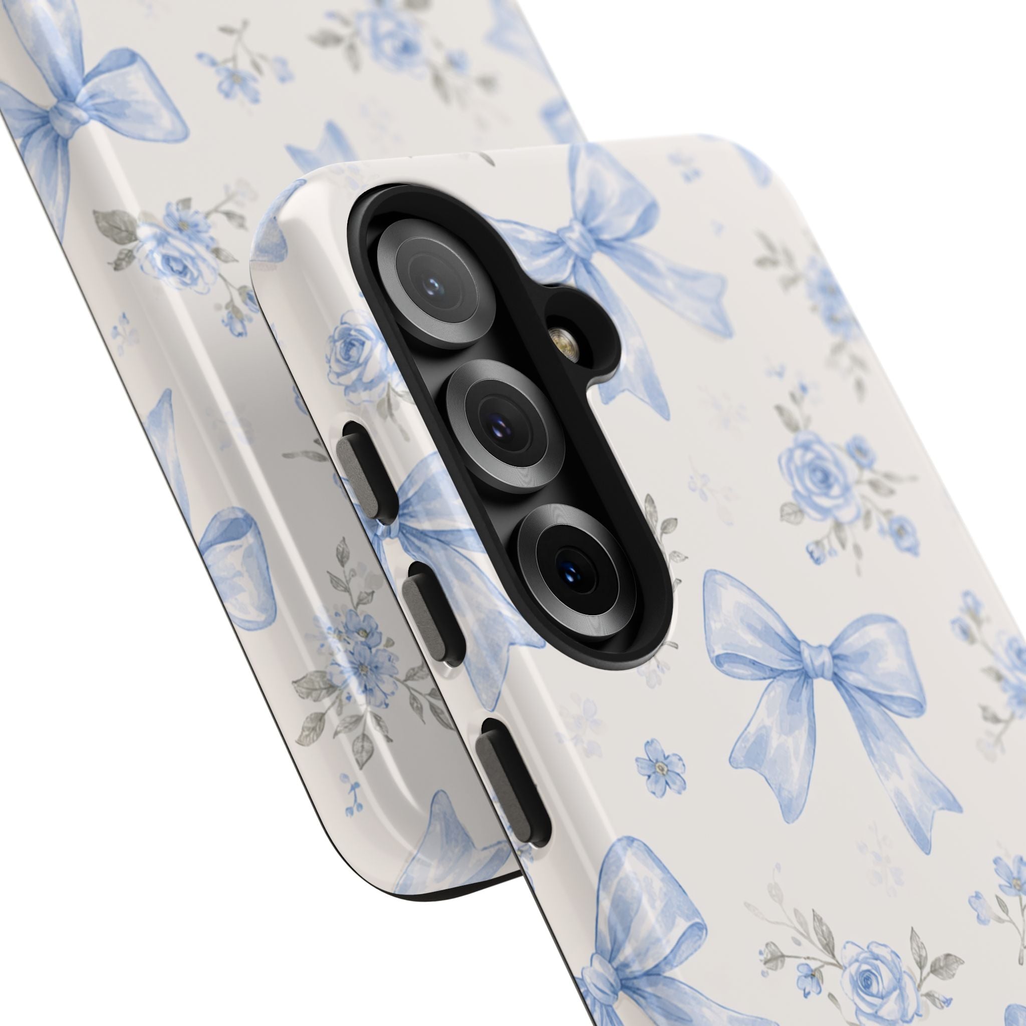Blue Watercolor Bows Floral Pattern iPhone Case, Magnetic Impact-Resistant