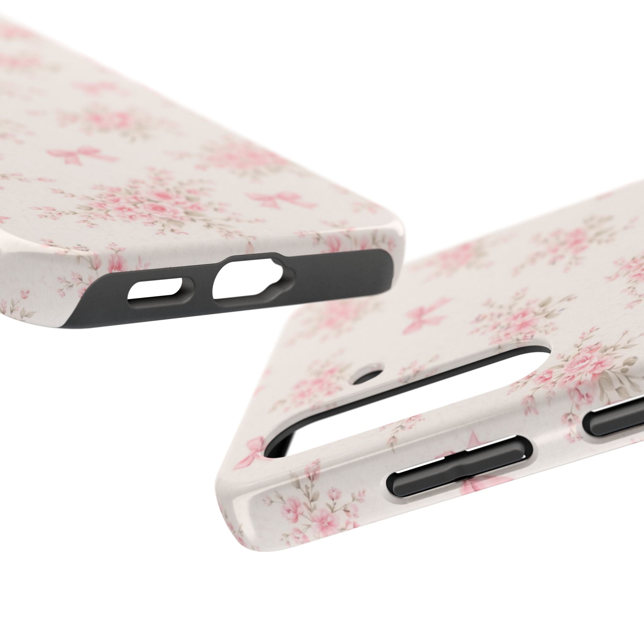 Pink Floral Bouquet Samsung Galaxy Tough Phone Case, Vintage Roses and Bows