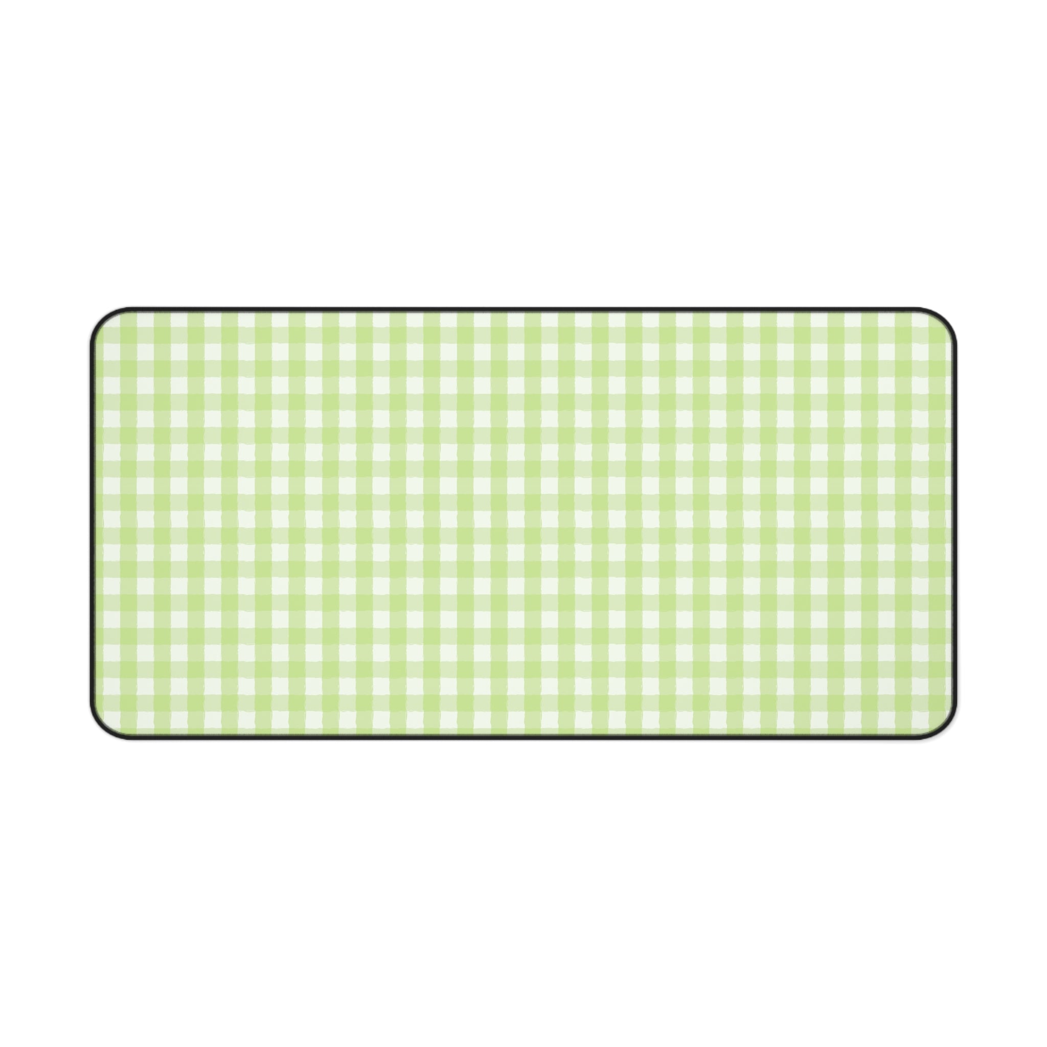 Pastel Green Gingham Desk Mat – Soft Check Pattern Mousepad for Home Office & Study