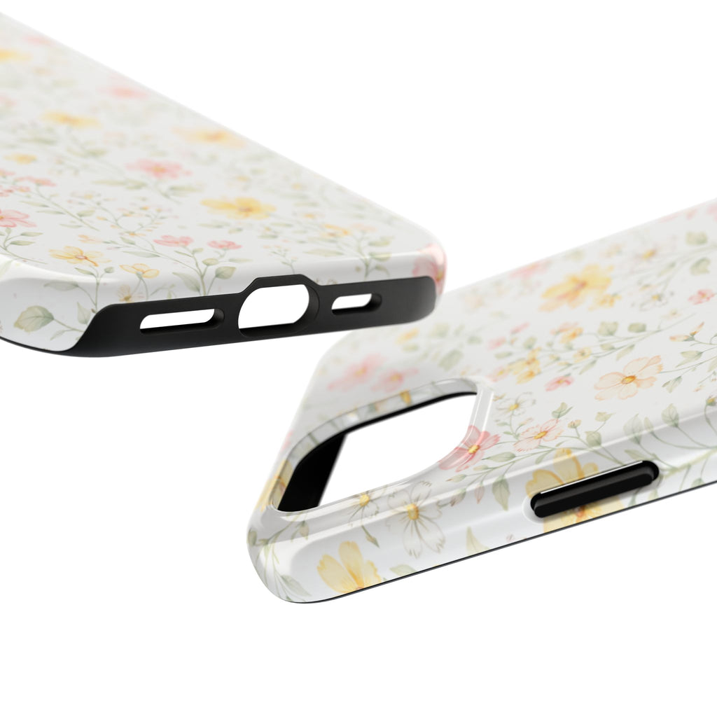 Delicate Pastel Wildflowers Tough Phone Case, Floral Botanical Pattern