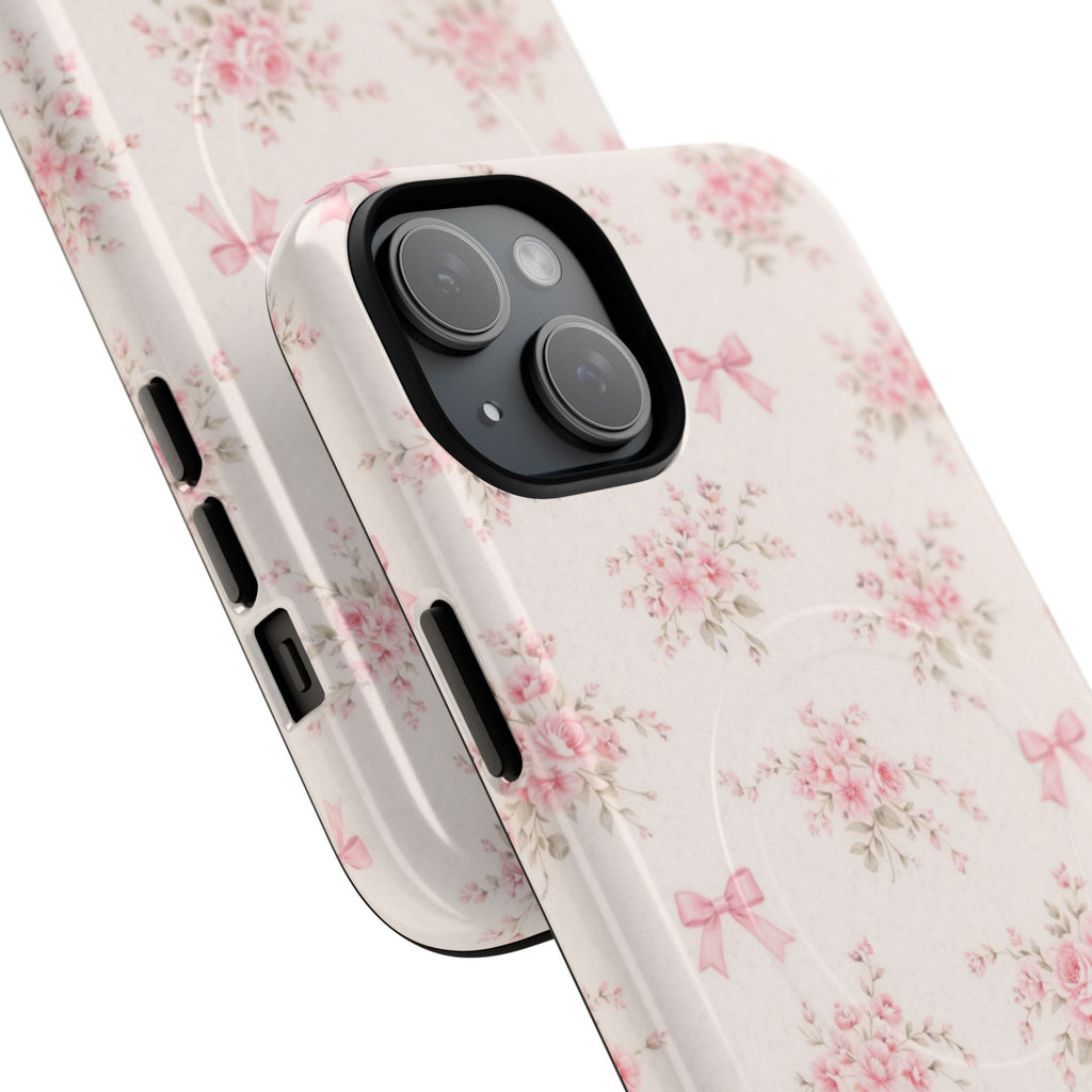 Floral Pink Bow iPhone Case – MagSafe Compatible