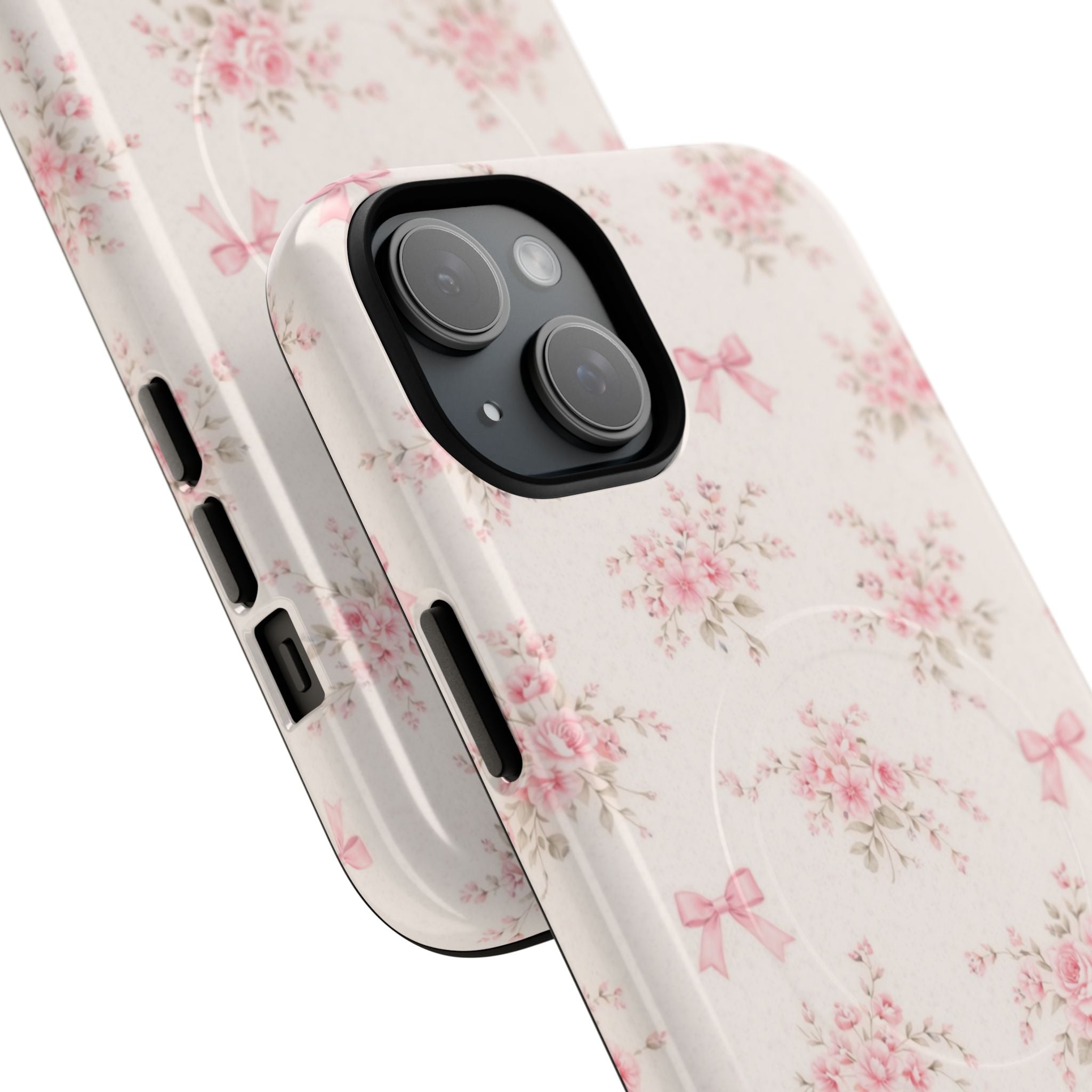 Floral Pink Bow iPhone Case – MagSafe Compatible