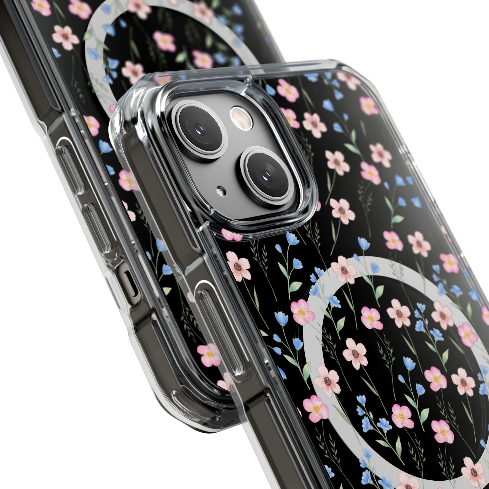 MagSafe Clear Phone Case — Pink Floral Pattern