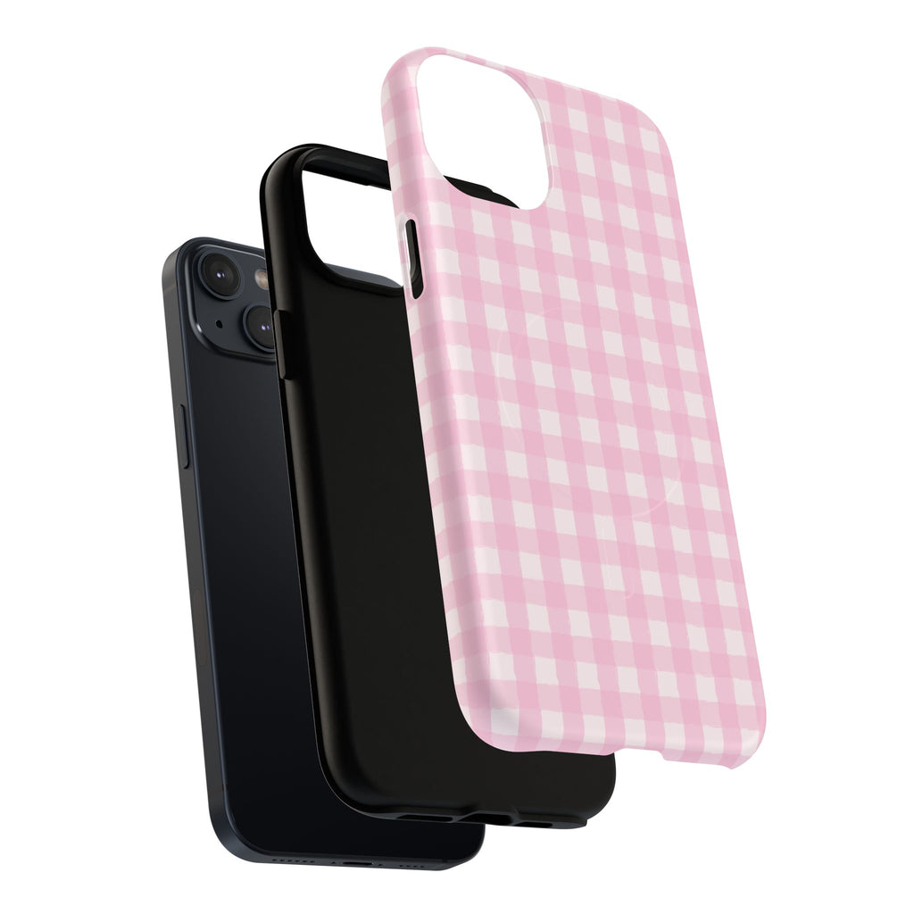 Pink Gingham iPhone Case – MagSafe Compatible