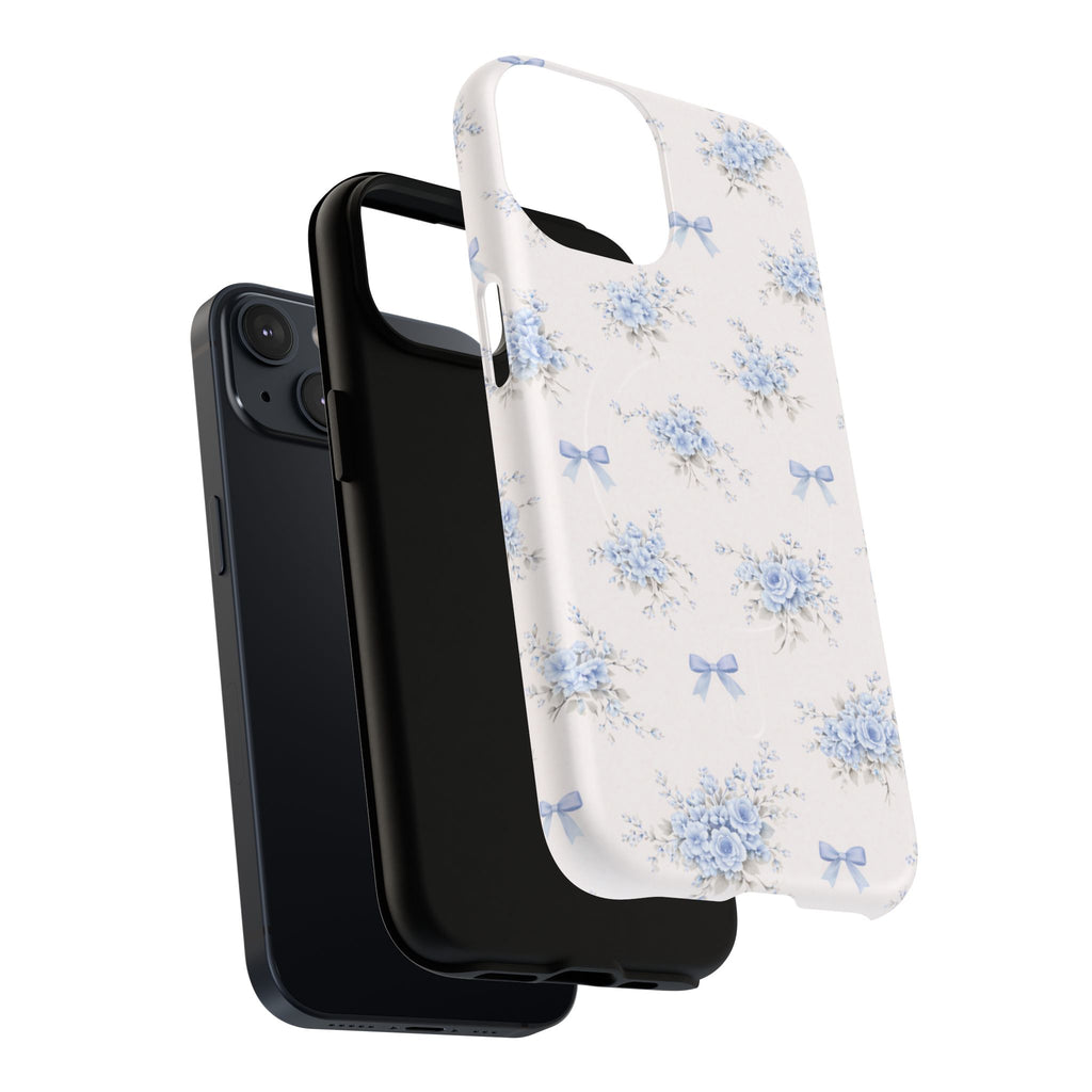 Blue Floral Bow iPhone Case – MagSafe Compatible