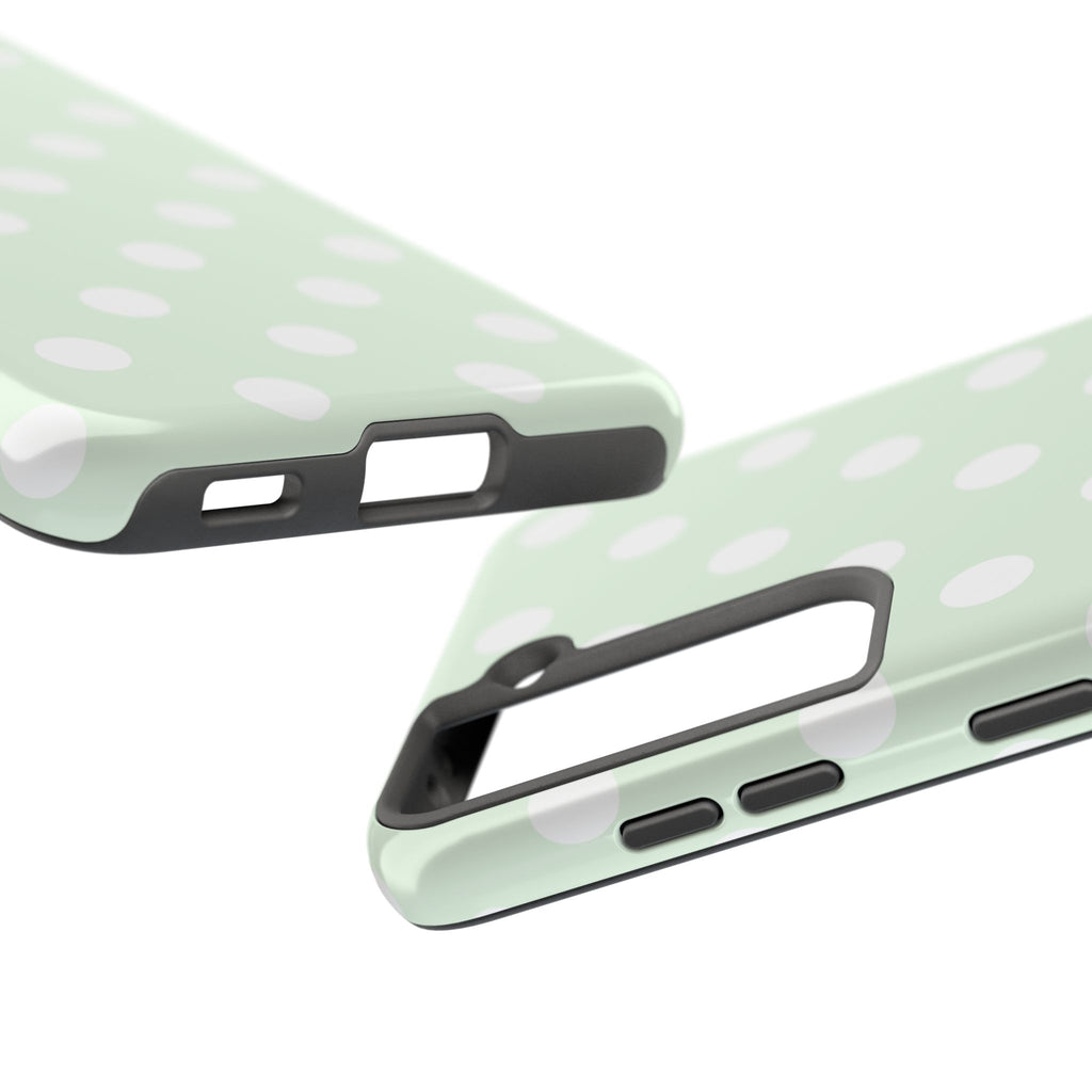 Mint Polka Dot Tough Samsung Case - Pastel Green Protective Phone Cover
