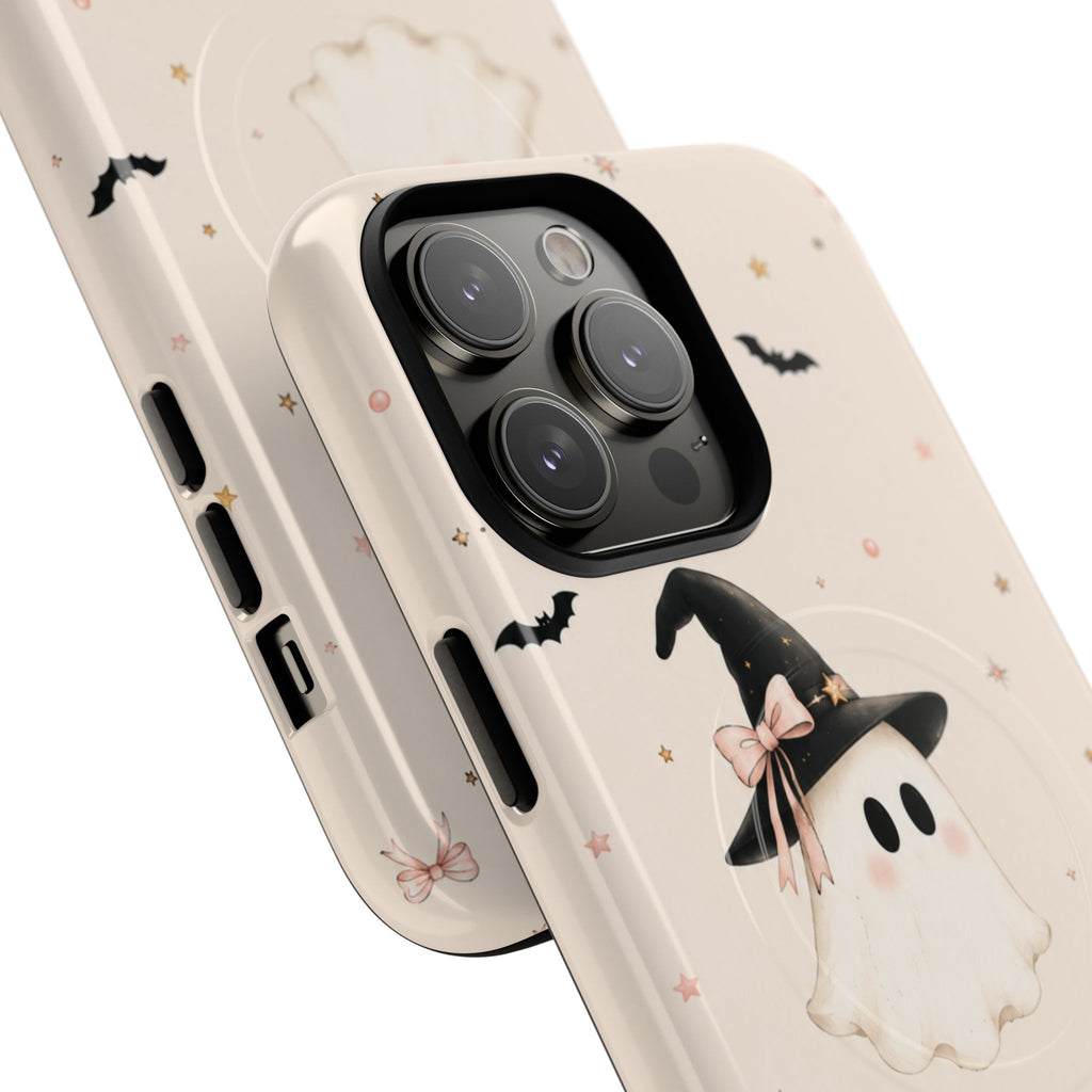 Halloween Ghost Phone Case — Cute Witch Hat MagSafe Tough Case with Drop Protection