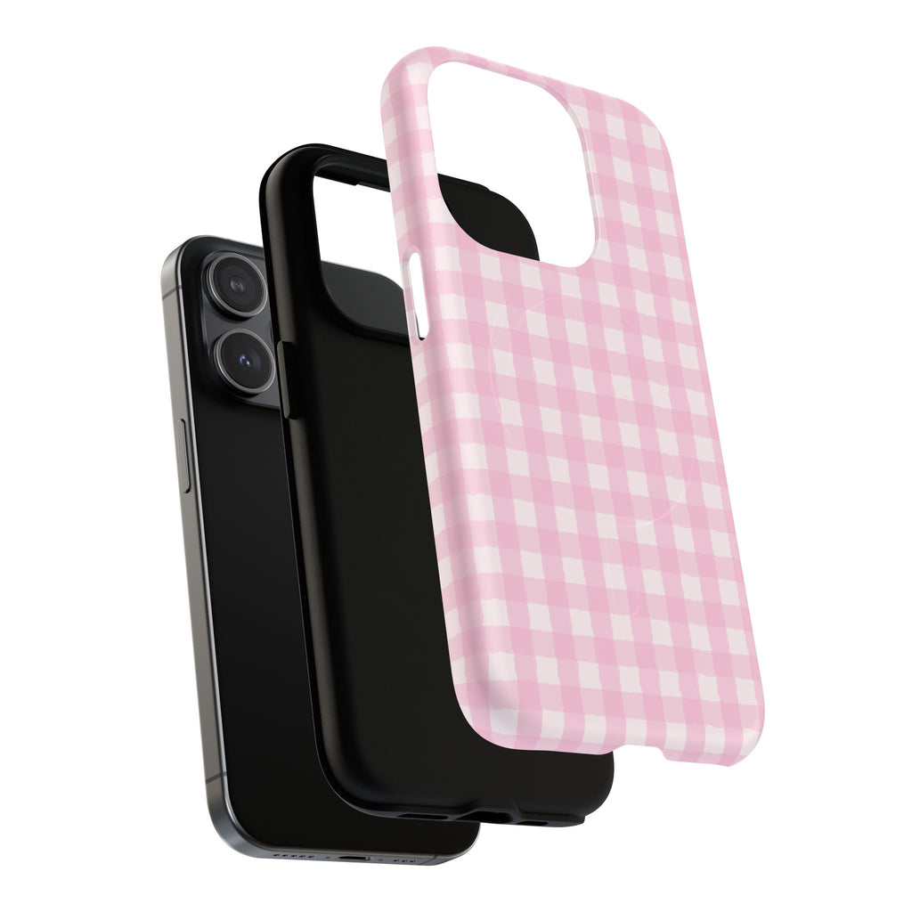 Pink Gingham iPhone Case – MagSafe Compatible