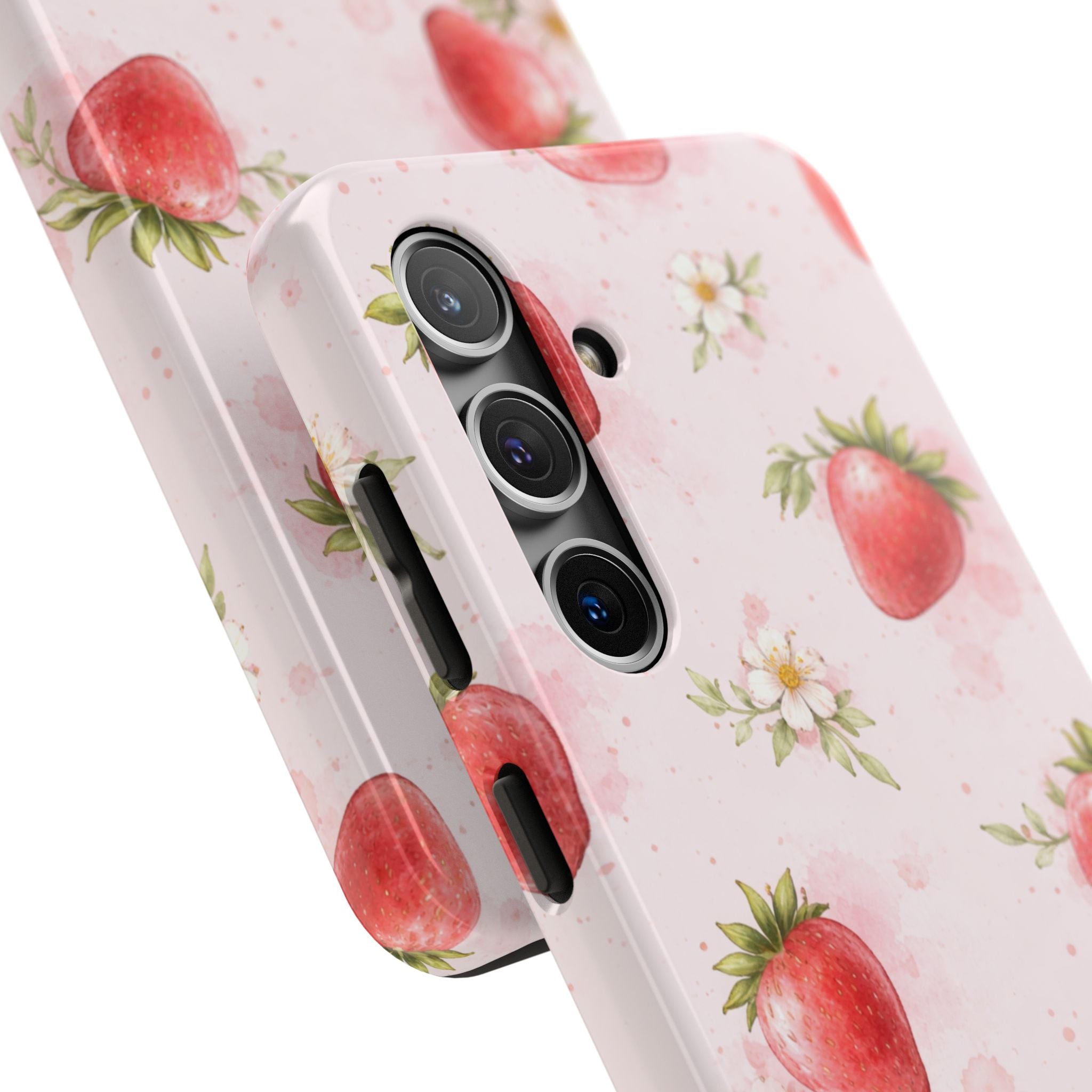 Watercolor Strawberry Tough Phone Case, Sweet Fruit Design