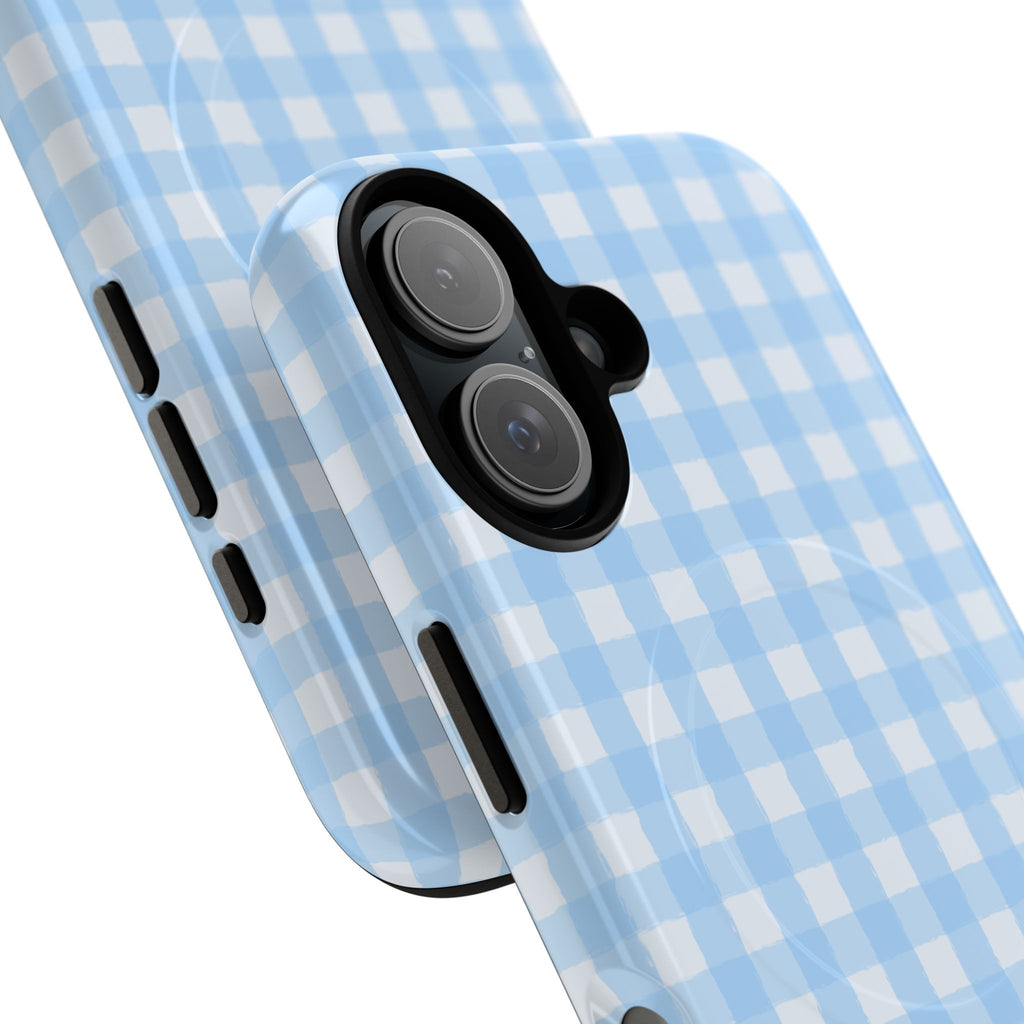 Blue Gingham iPhone Case – MagSafe Compatible