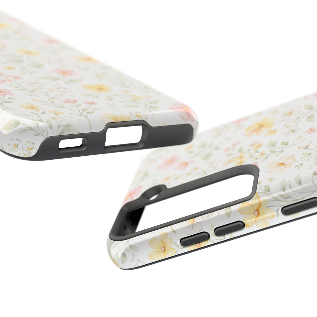 Pastel Floral Pattern Tough Phone Case, Vintage Dainty Flowers