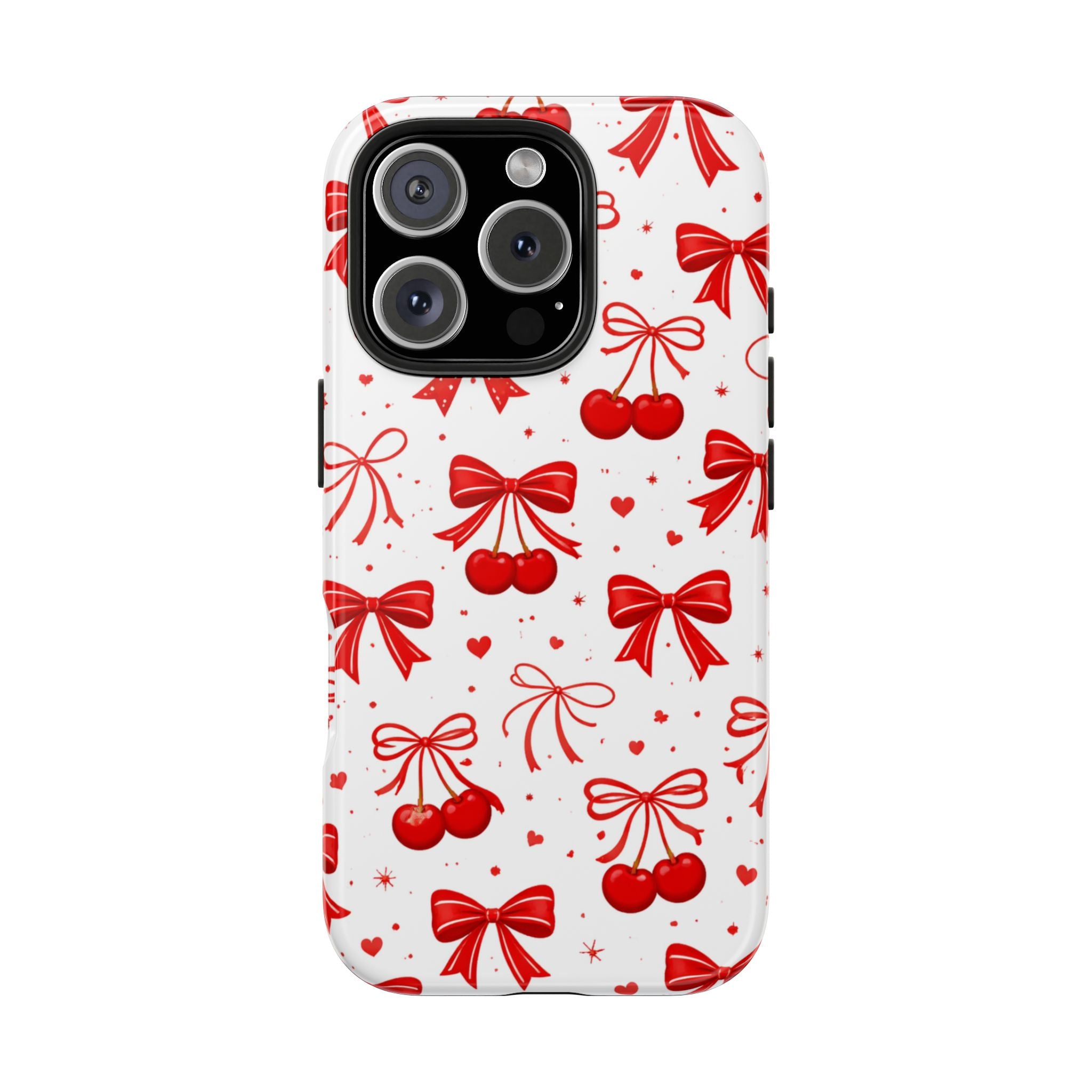 Red Cherry Bows Tough Phone Case, Cherry Pattern Phone Case
