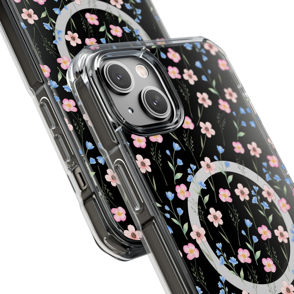 MagSafe Clear Phone Case — Pink Floral Pattern