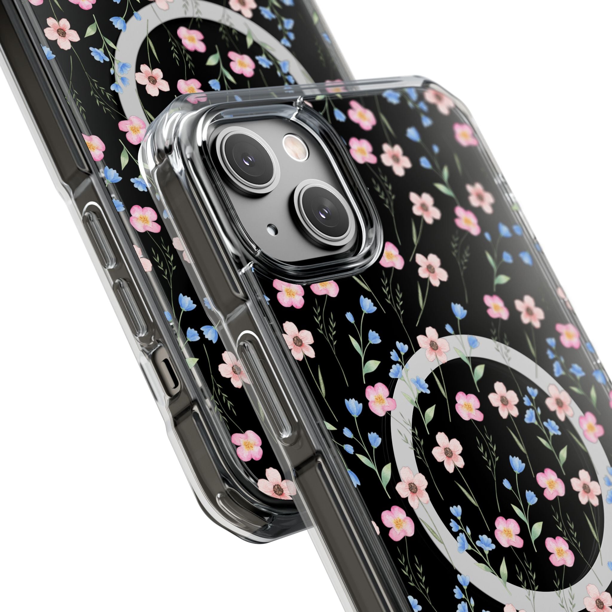 MagSafe Clear Phone Case — Pink Floral Pattern