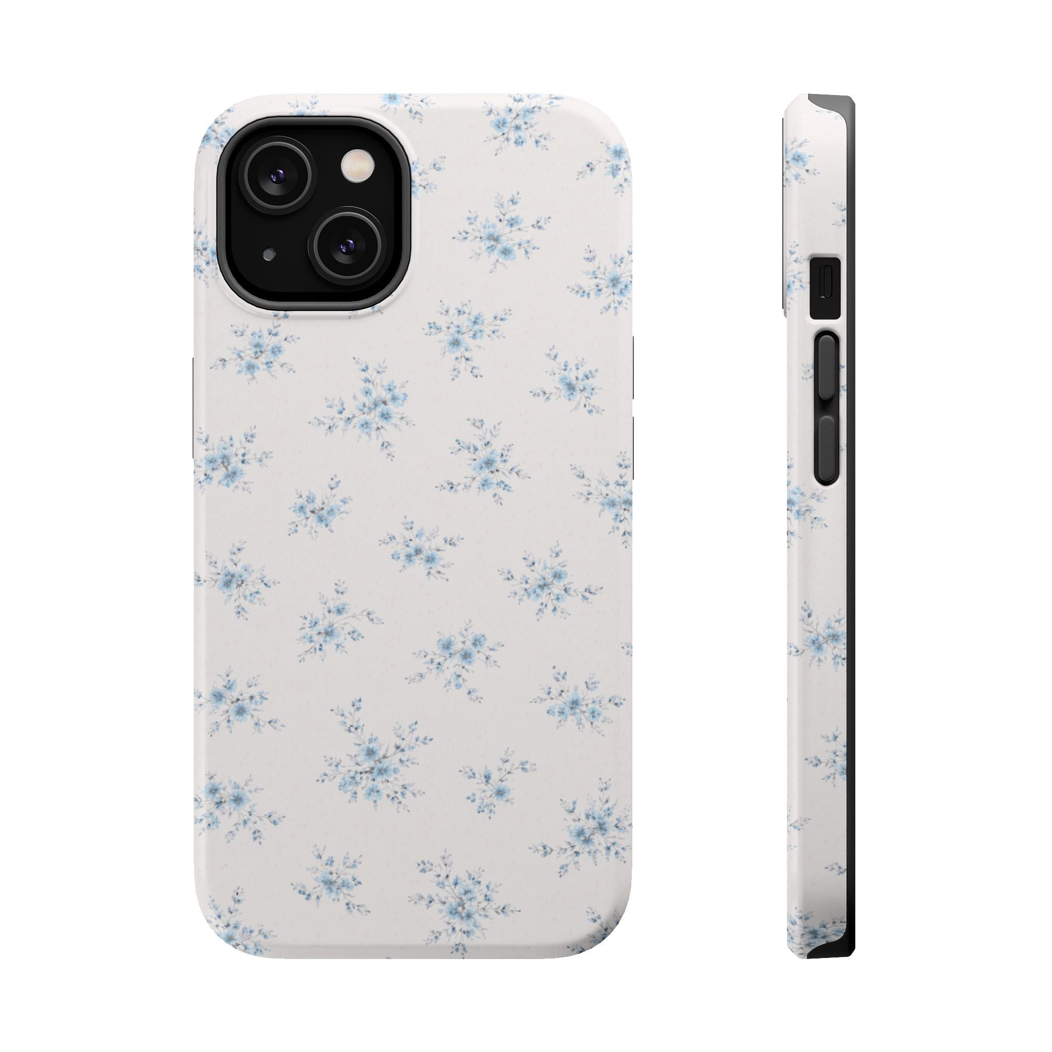 Blue Floral Pattern iPhone Case | Magnetic Impact-Resistant Case