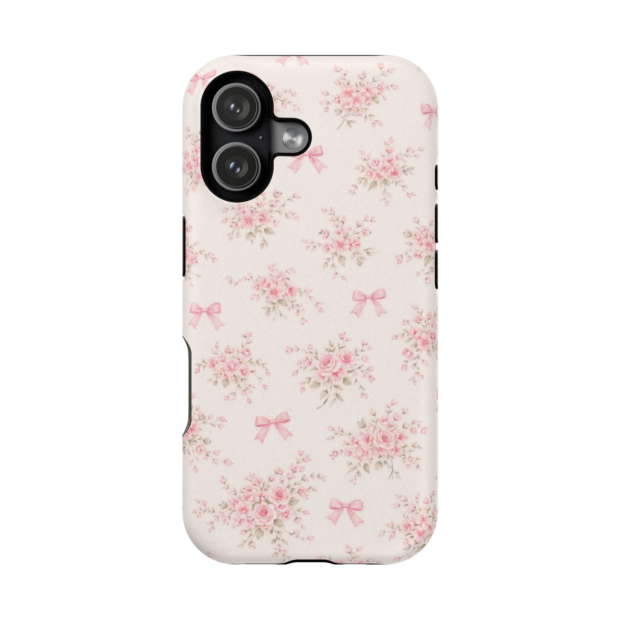 Pink Floral Bow Pattern Cases | Magnetic Impact-Resistant iPhone Case
