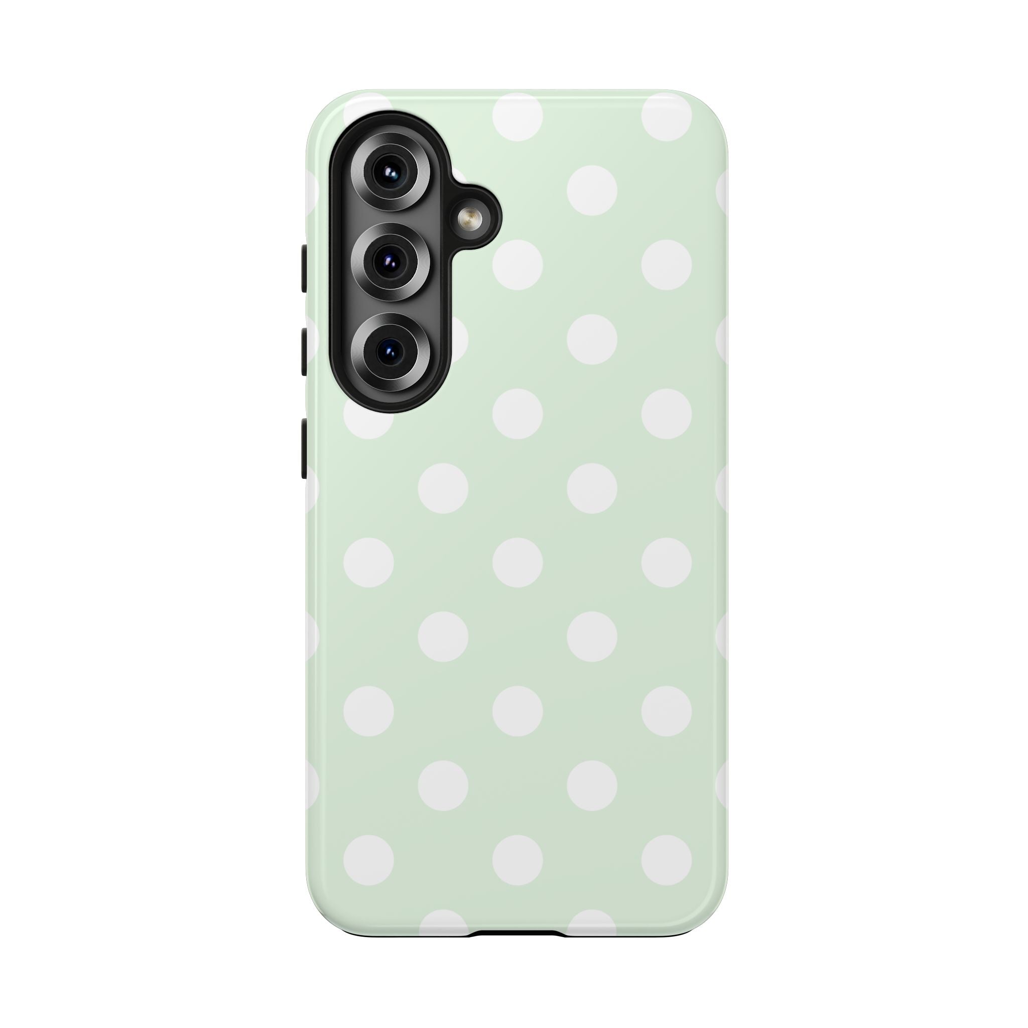 Mint Polka Dot Tough Samsung Case - Pastel Green Protective Phone Cover