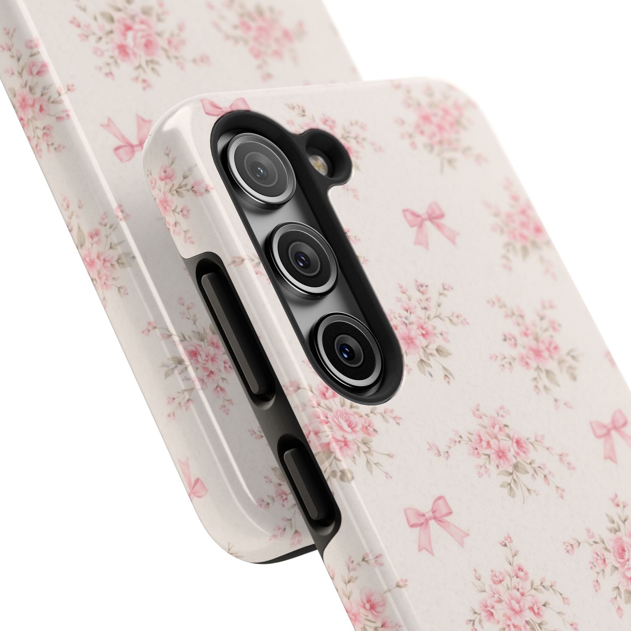 Pink Floral Bouquet Samsung Galaxy Tough Phone Case, Vintage Roses and Bows