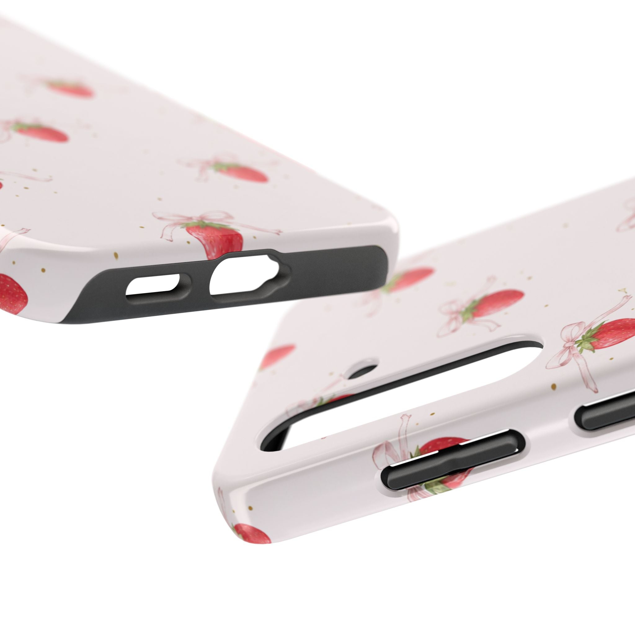 Red Strawberry Pattern Tough Phone Case, Bold Fruit Print