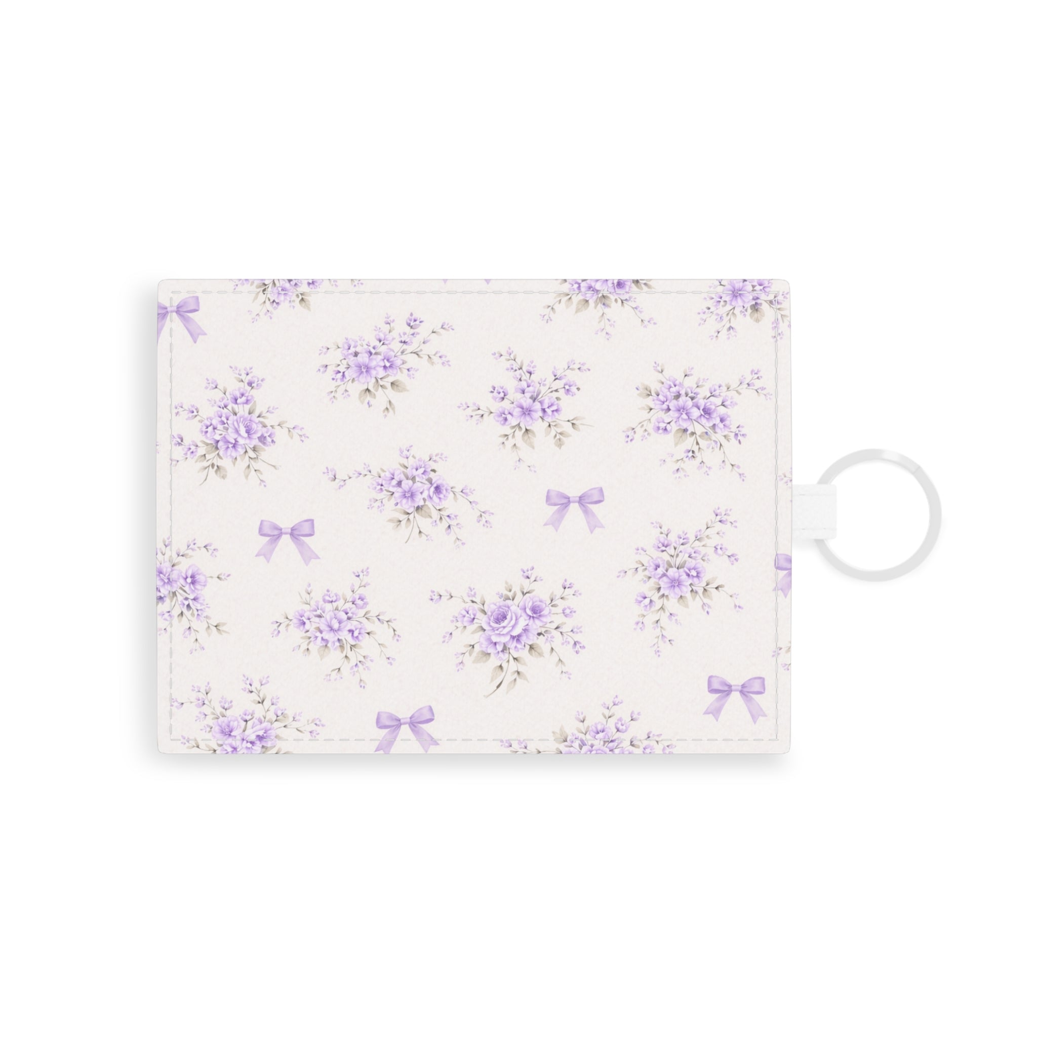 Lavender Floral Bow Card Holder | Saffiano Leather Patterned Wallet
