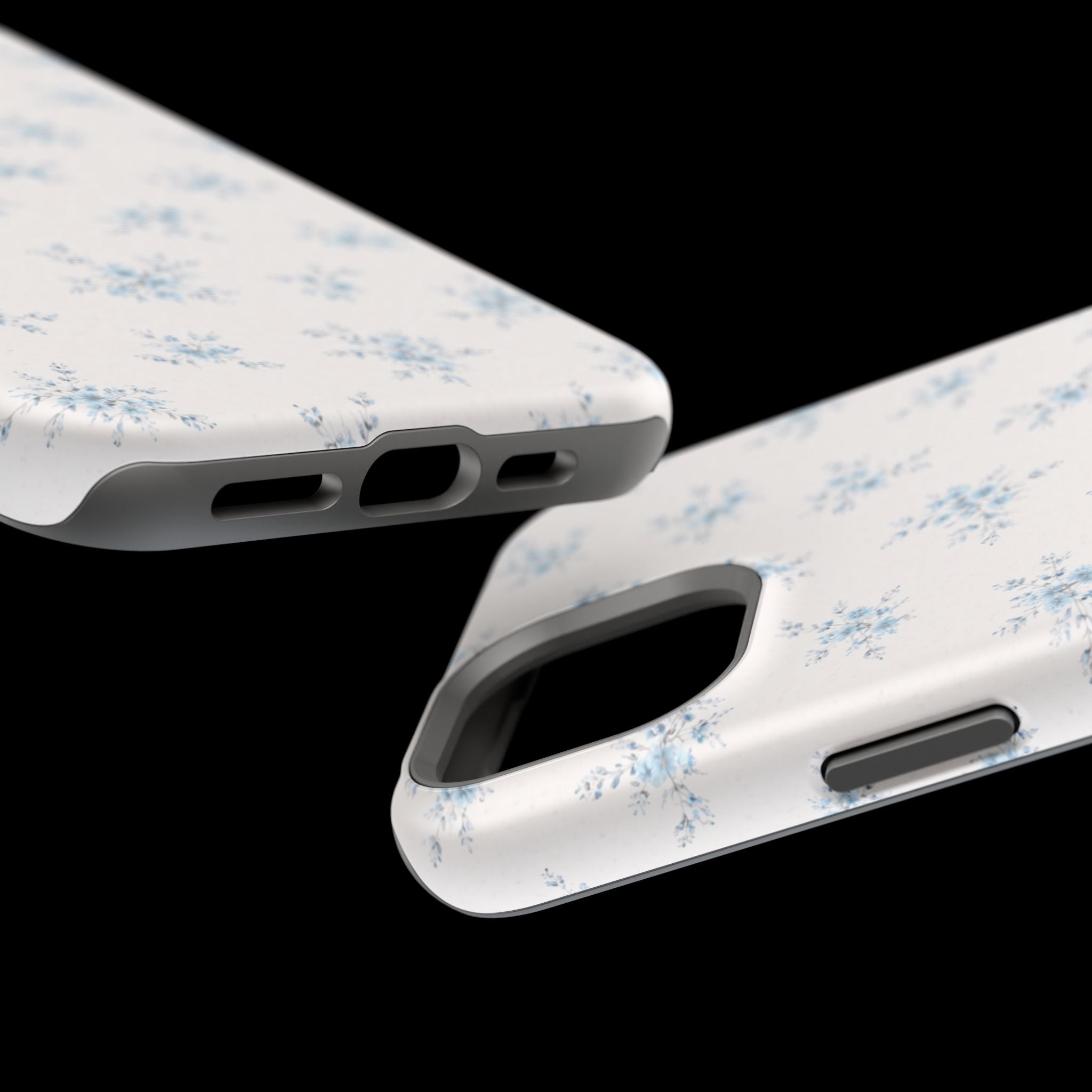 Blue Floral Pattern iPhone Case | Magnetic Impact-Resistant Case