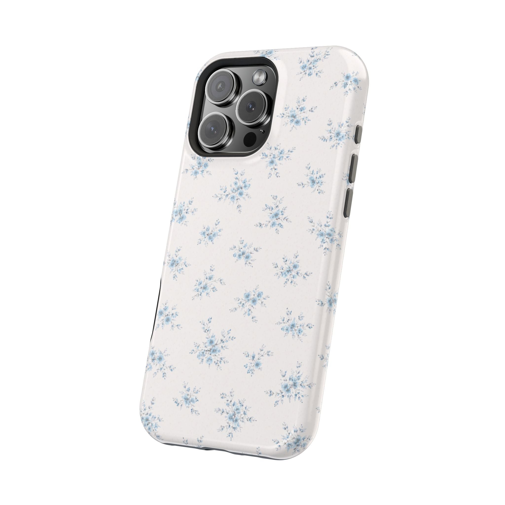 Blue Floral Pattern iPhone Case | Magnetic Impact-Resistant Case