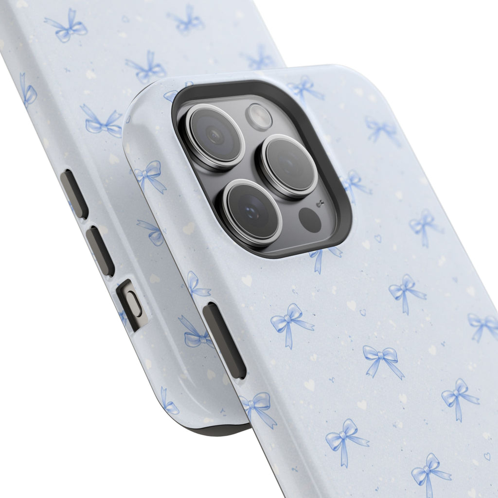 Blue Bow Pattern iPhone Case | Magnetic Impact-Resistant Case