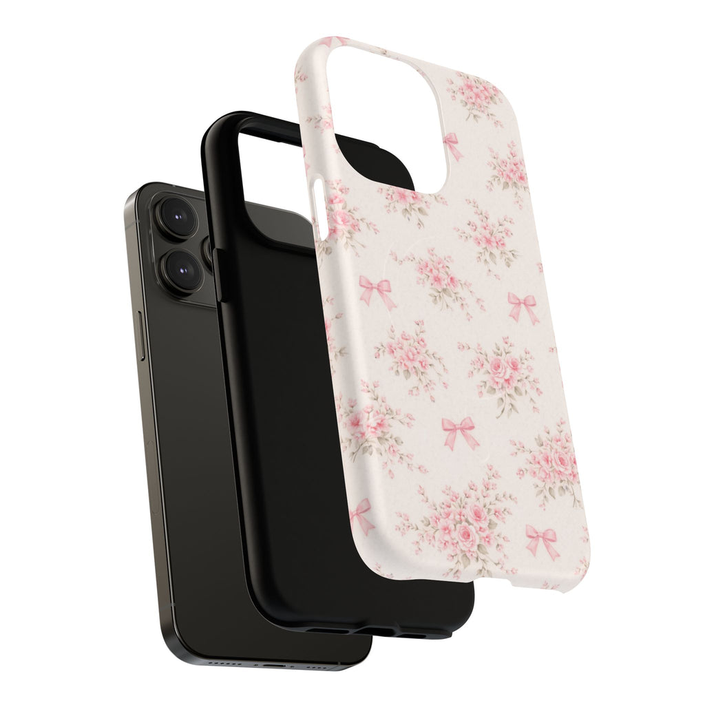 Floral Pink Bow iPhone Case – MagSafe Compatible