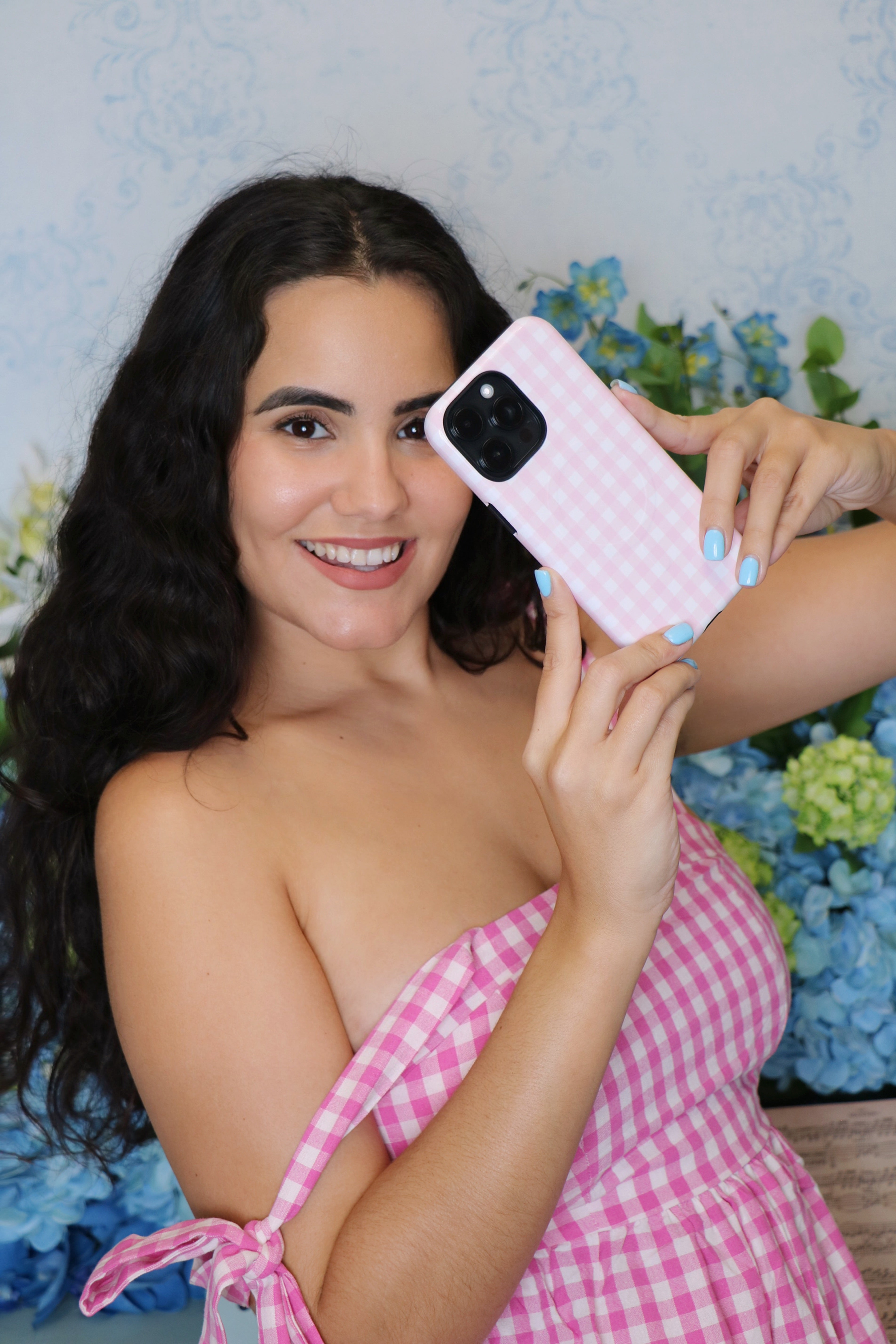 Pink Gingham iPhone Case – MagSafe Compatible