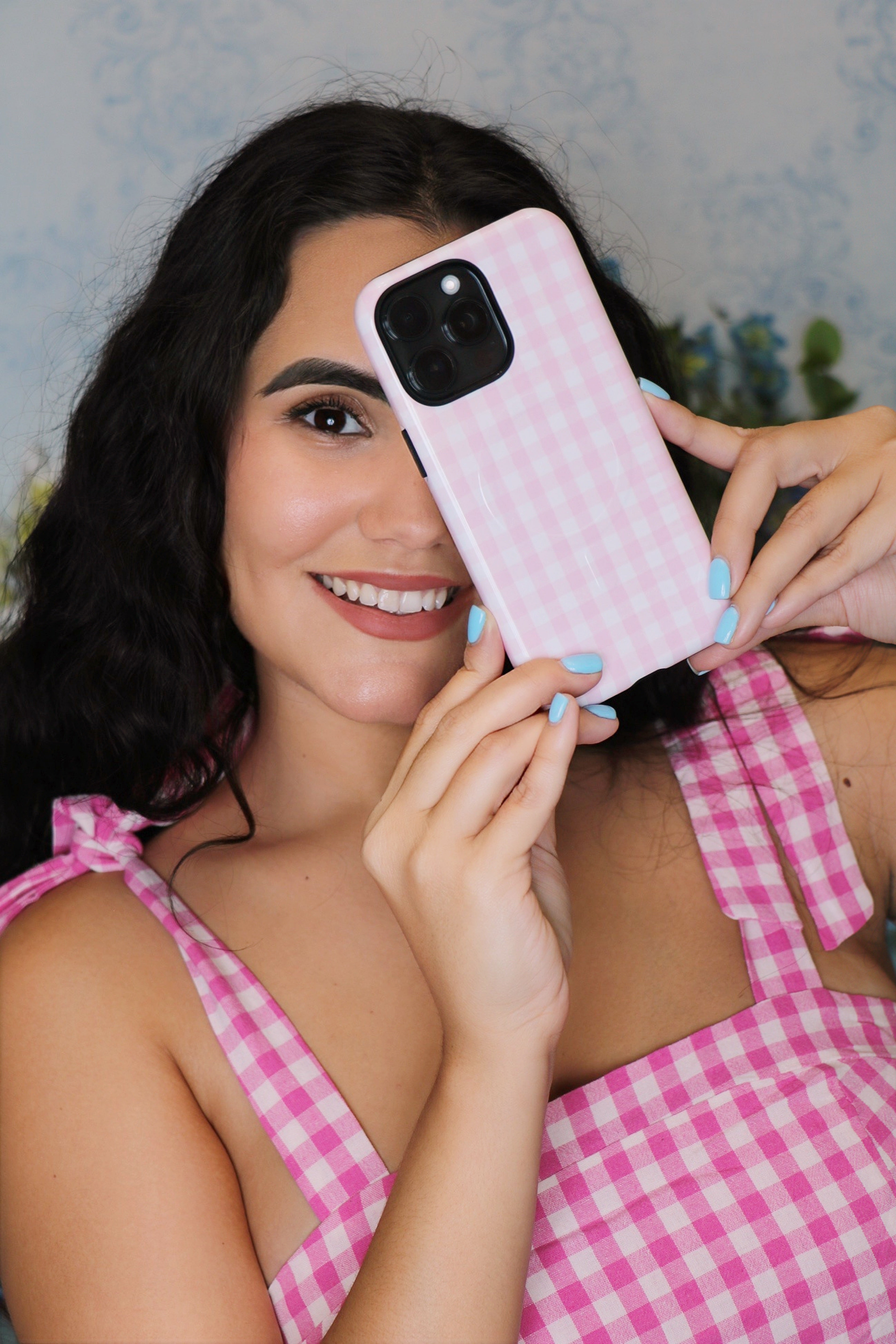Pink Gingham iPhone Case – MagSafe Compatible
