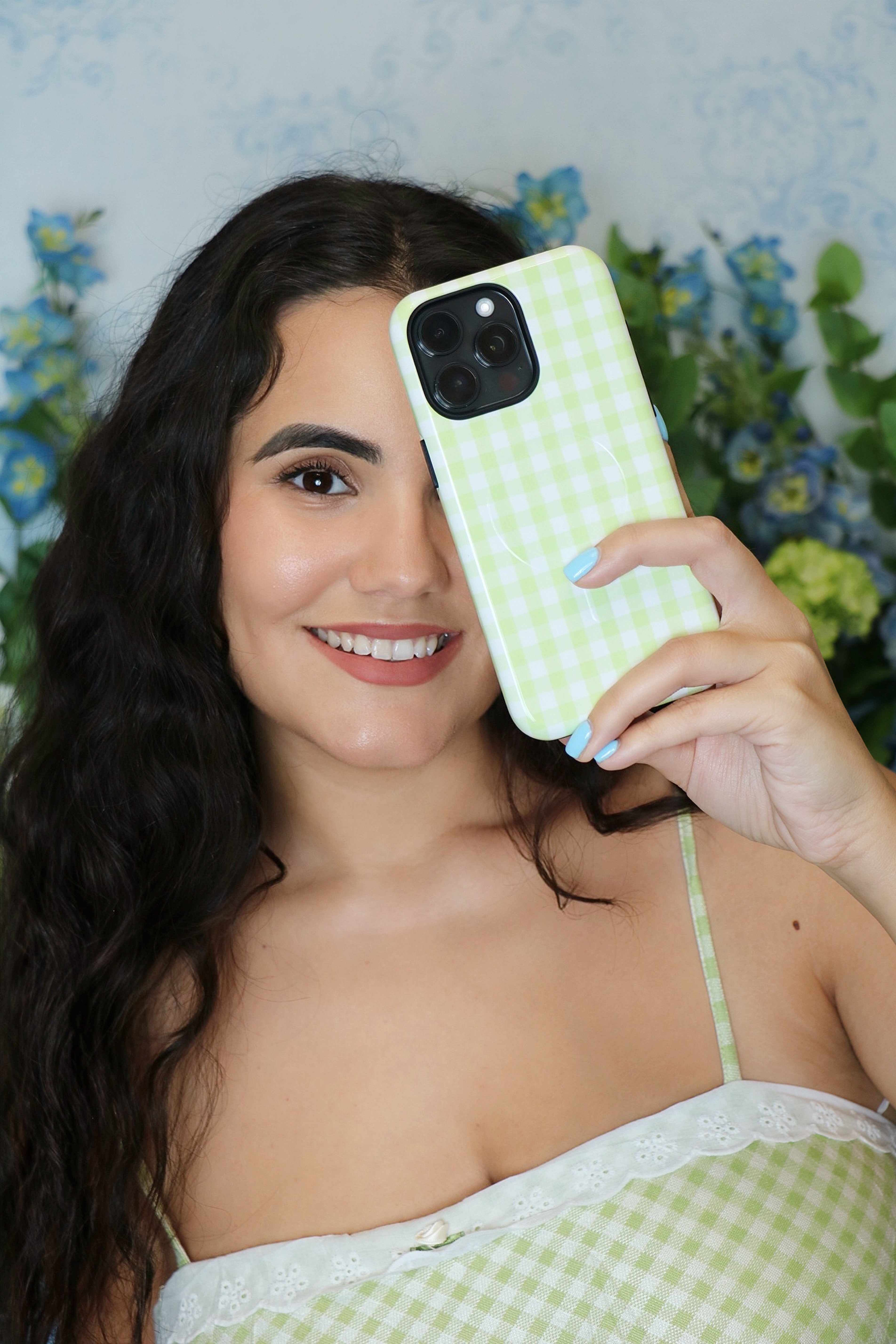 Green Gingham iPhone Case – MagSafe Compatible