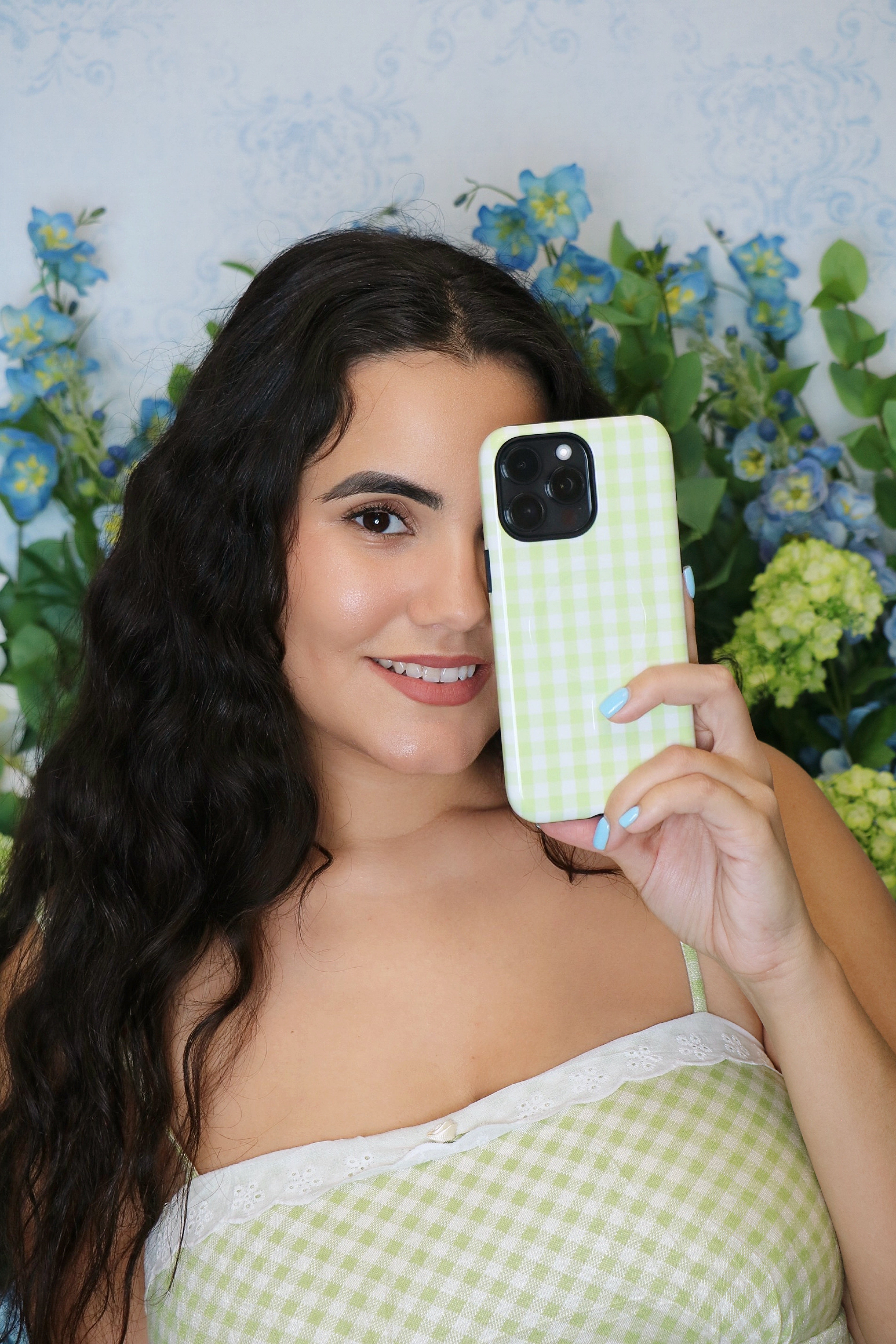Green Gingham iPhone Case – MagSafe Compatible