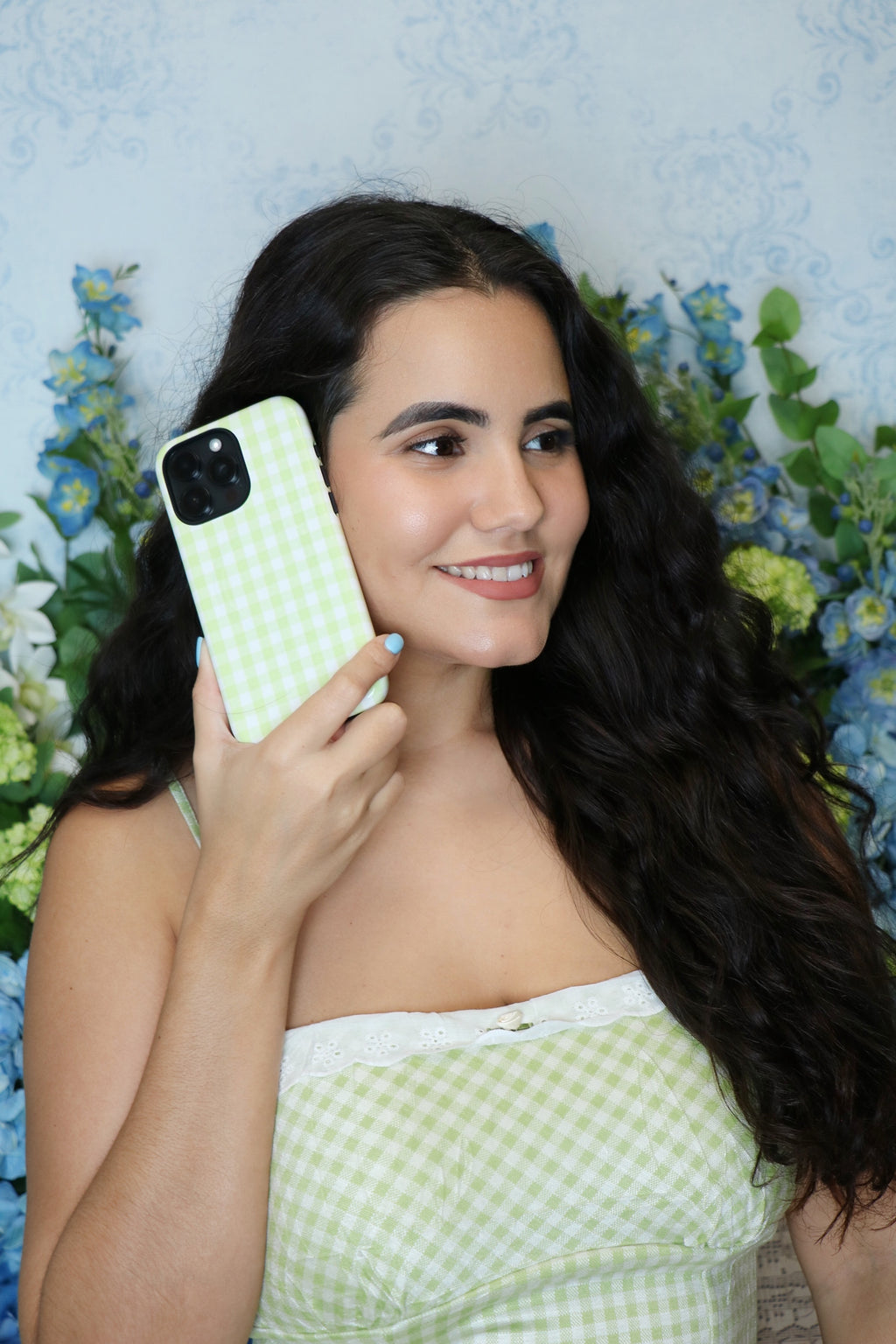 Green Gingham iPhone Case – MagSafe Compatible