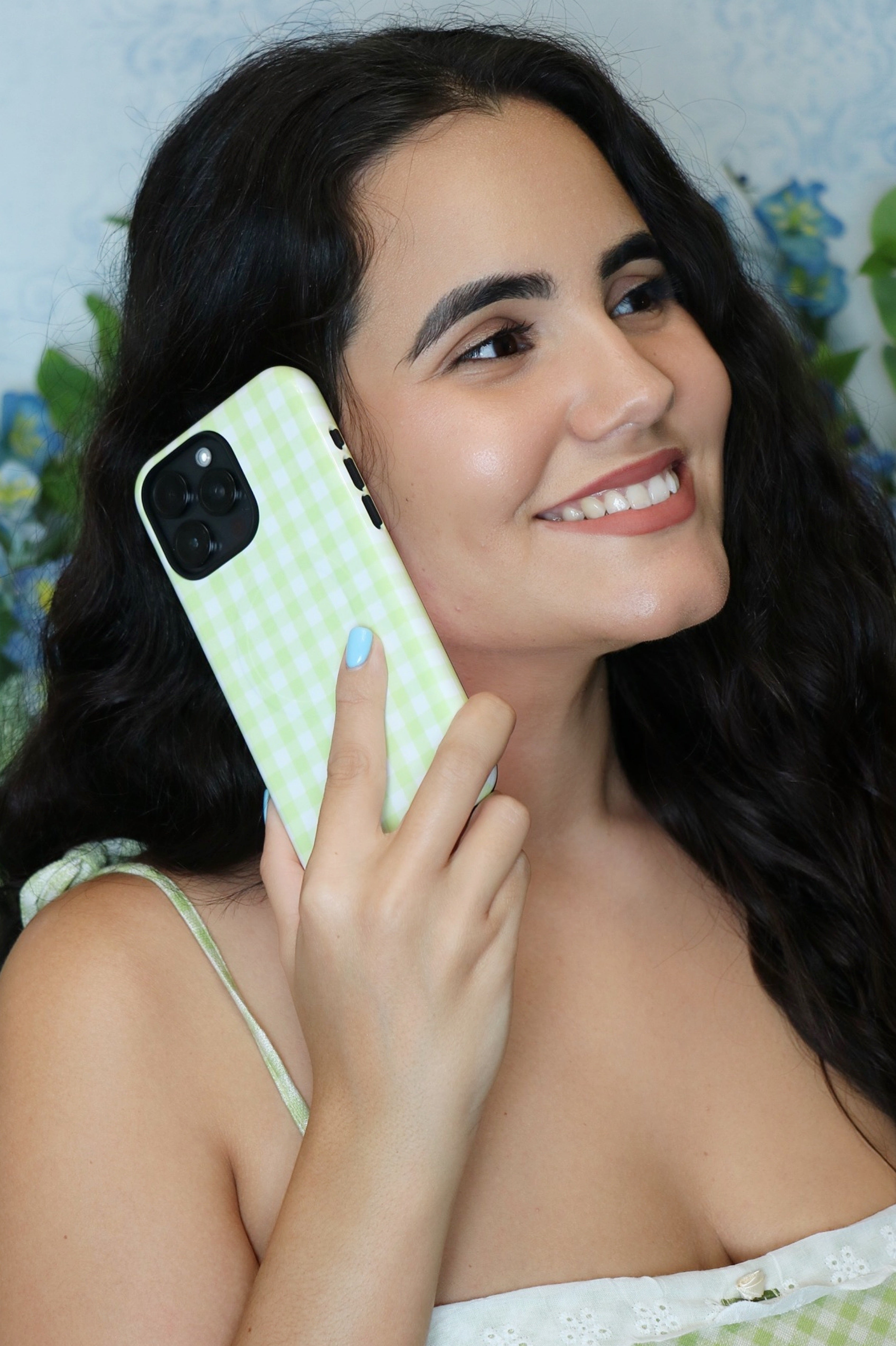 Green Gingham iPhone Case – MagSafe Compatible