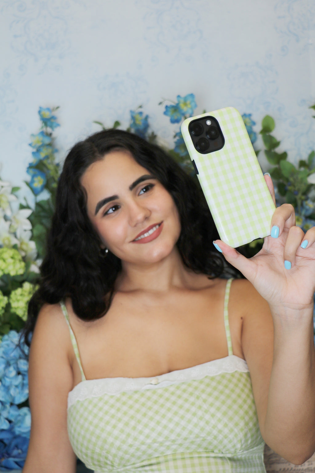 Green Gingham iPhone Case – MagSafe Compatible