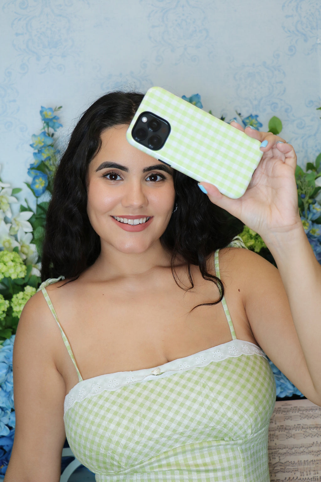 Green Gingham iPhone Case – MagSafe Compatible
