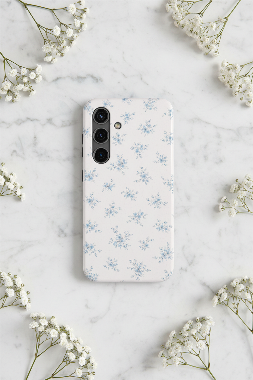 Blue Baby Breath Floral Samsung Galaxy Tough Phone Case, Delicate Botanical Print