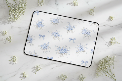 Blue Floral Bouquet Desk Mat