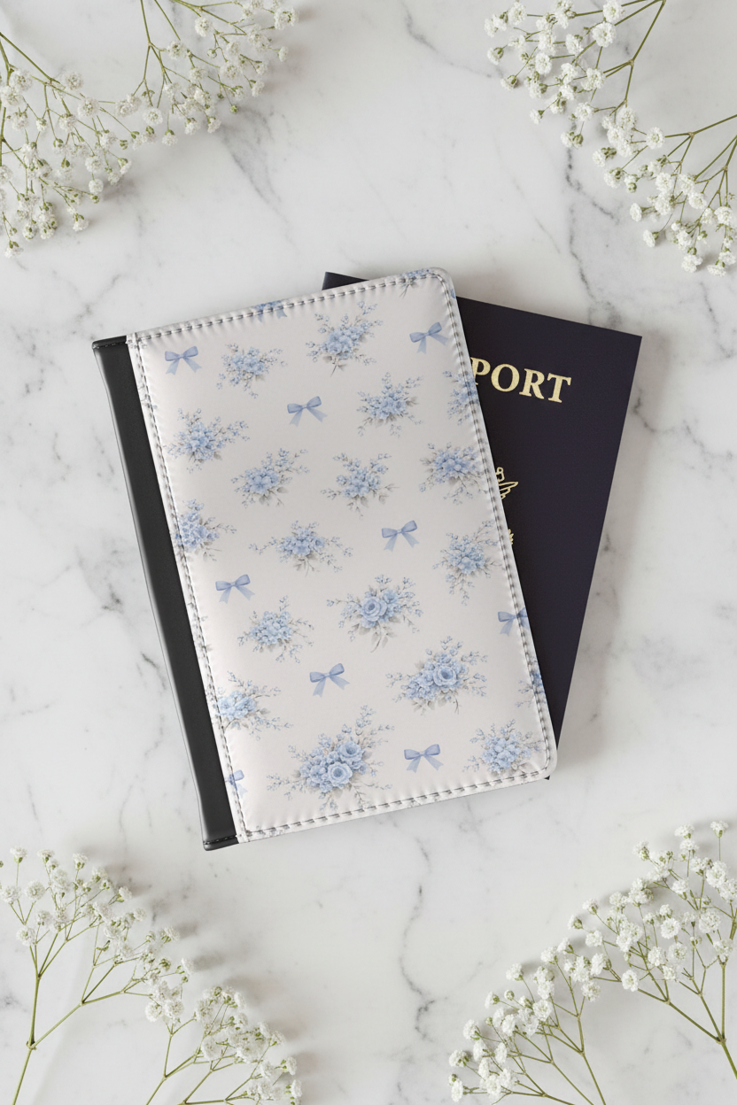 Blue Floral Bouquet Passport Cover