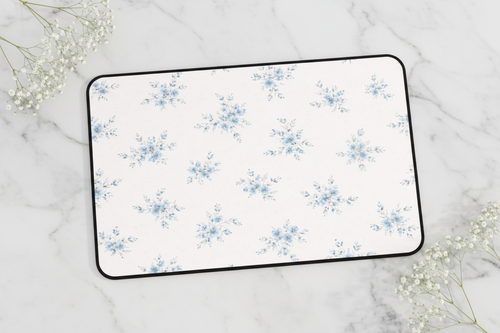 Blue Floral Pattern Desk Mat