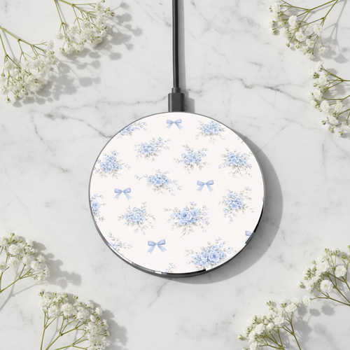 Blue Vintage Floral Wireless Charger
