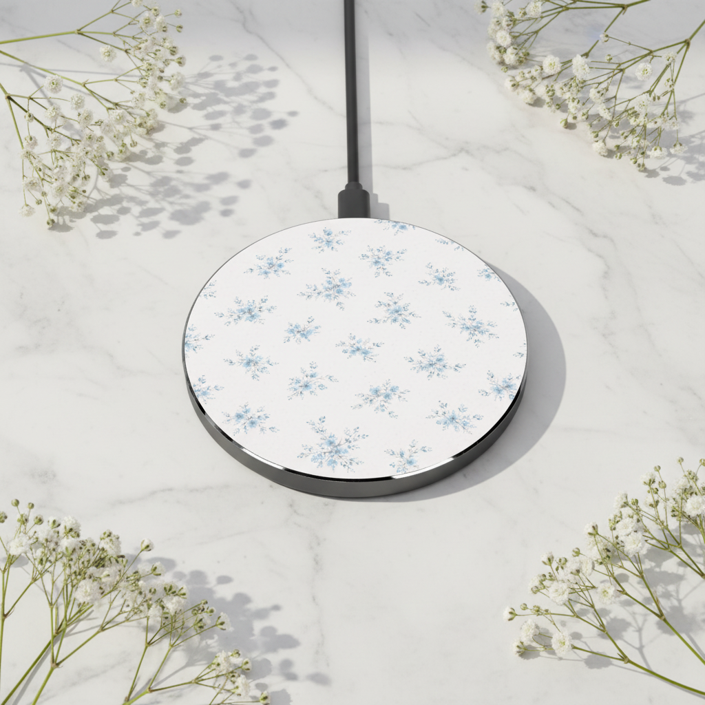Blue Watercolor Floral Wireless Charger
