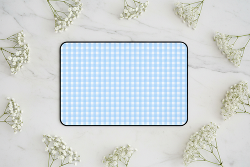 Desk Mat Gingham sobre Mármol con Baby's Breath