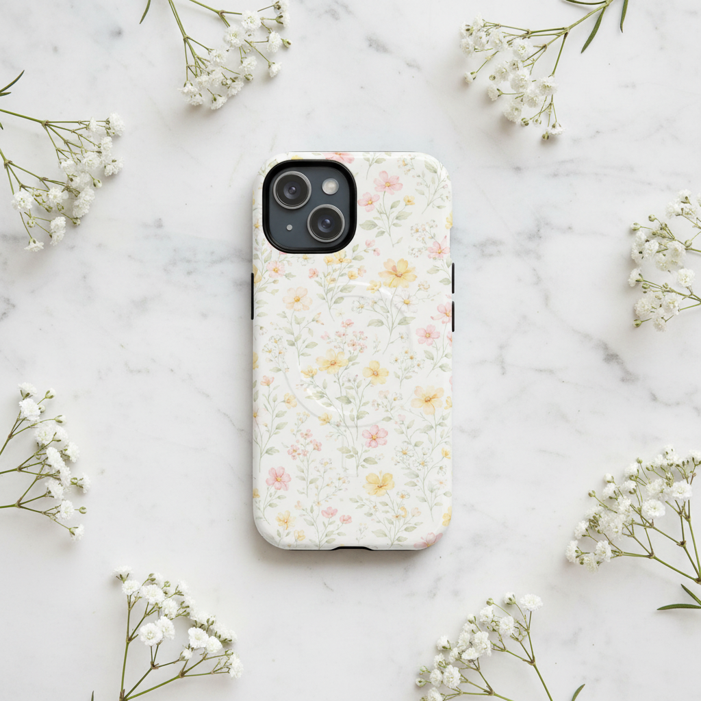 Floral Meadow Case - Flat Lay Marble & Baby's Breath