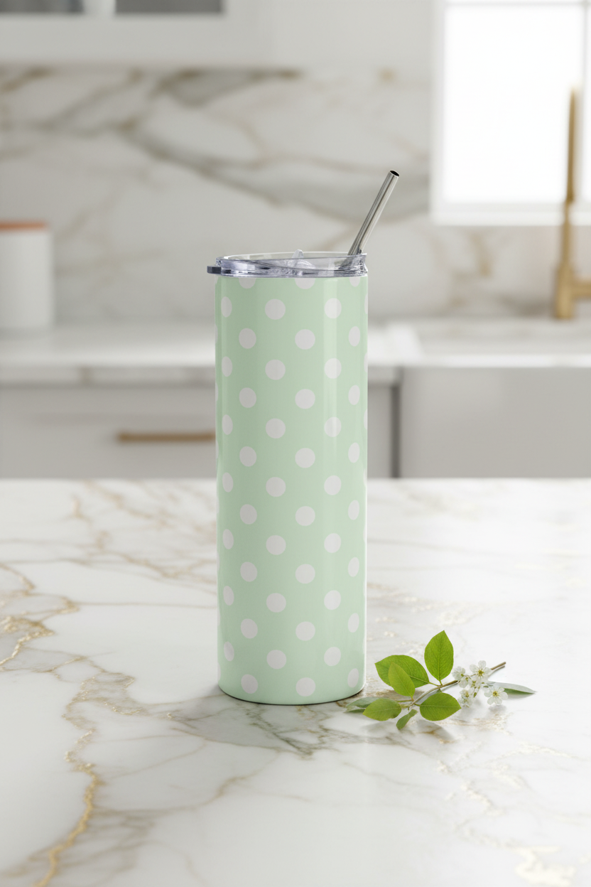 Mint Polka Dot Tumbler - Marble Kitchen