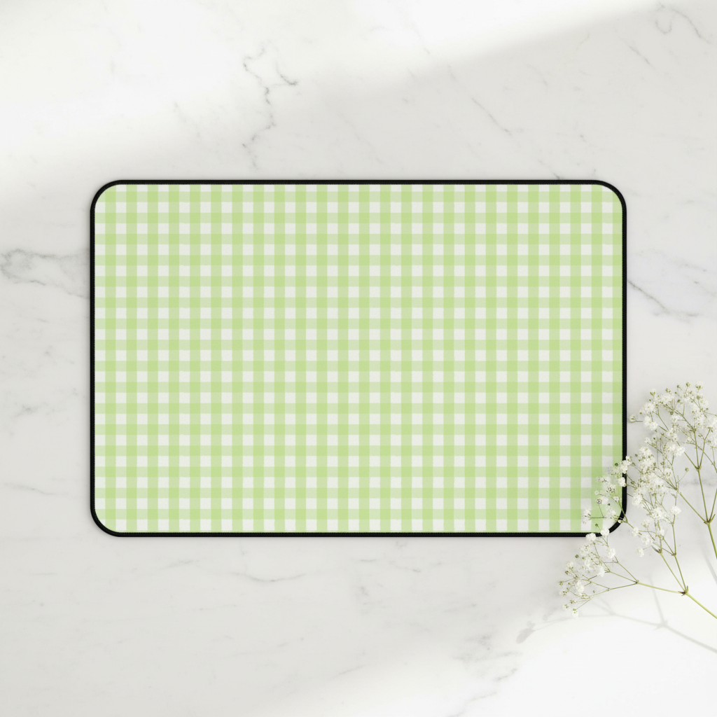 Pastel Green Gingham - marble baby's breath
