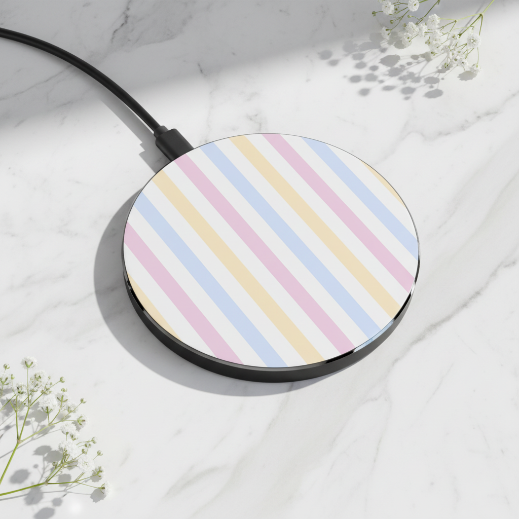 Pastel Stripe Wireless Charger - Baby's Breath