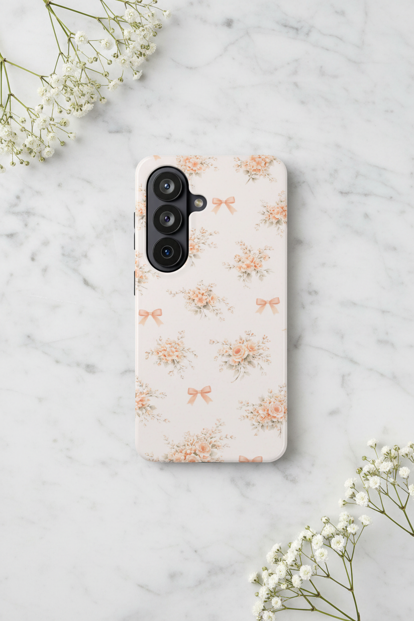 Peach Floral Bouquet Samsung Galaxy Case - Regenerado