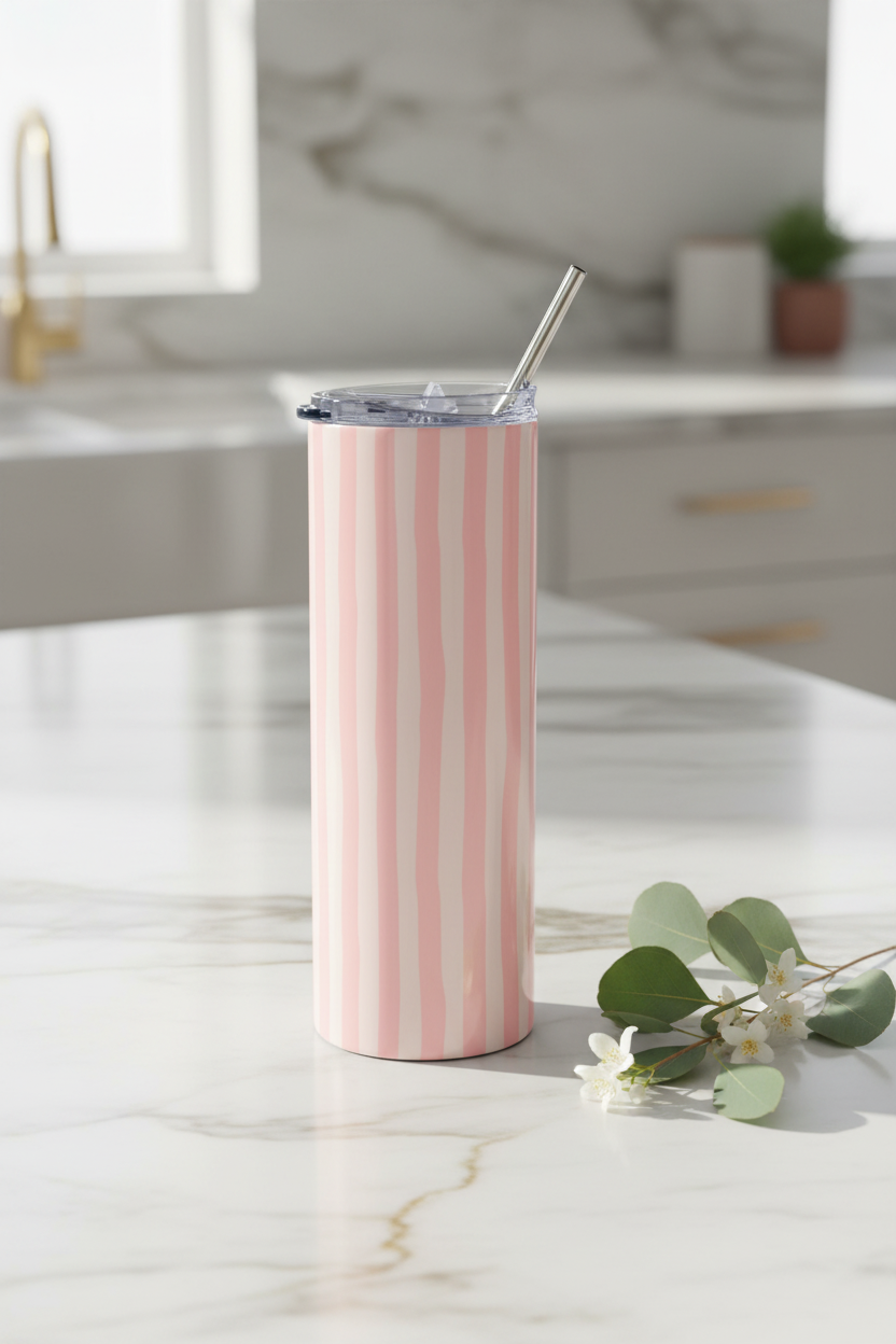 Pink Striped Tumbler - Marble Kitchen